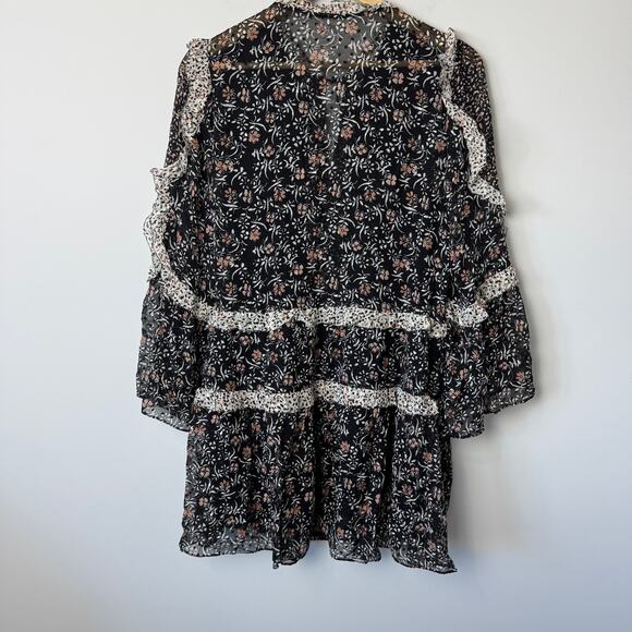 ULLA JOHNSON Essie Floral Ruffle Silk Dress Size 8 - Picture 7 of 9